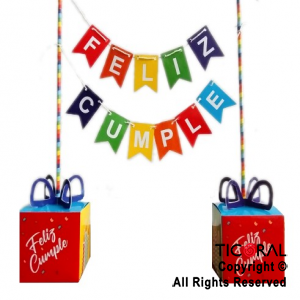 SET BANDERINES F/C DECORACION MESA MULTICOLOR X 1